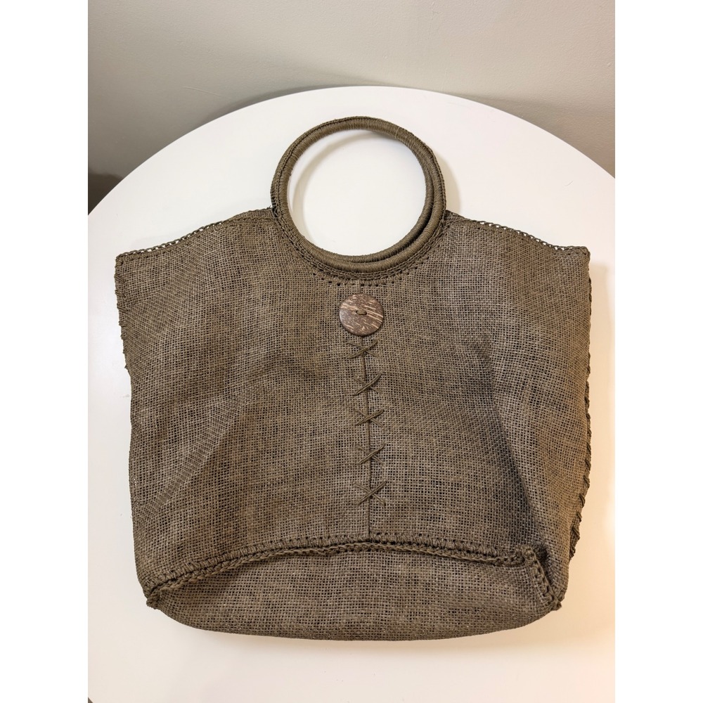Cappelli Straworld Tote Bag Womens Large Brown Excellent Woven Ring Handle Boho